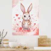 Bunny Pastel mit Herz Braun Augen rosa Nase Poster (Küche)