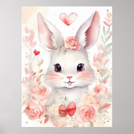 Bunny Pastel mit Herz Braun Augen rosa Wangen Poster