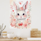 Bunny Pastel mit Herz Braun Augen rosa Wangen Poster (Küche)