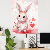 Bunny Pastel mit Herzen Poster (Heimbüro)