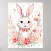 Bunny Pastel mit Rose und Rot-Bogen Poster (Vorne)