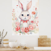 Bunny Pastel mit Rose und Rot-Bogen Poster (Küche)