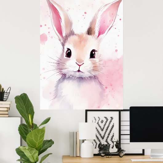 Bunny Pastel niedlich Pink Poster (Heimbüro)