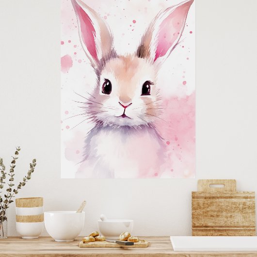 Bunny Pastel niedlich Pink Poster (Küche)