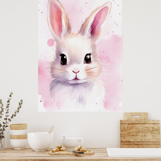Bunny Pastel niedlich Pink Poster (Küche)