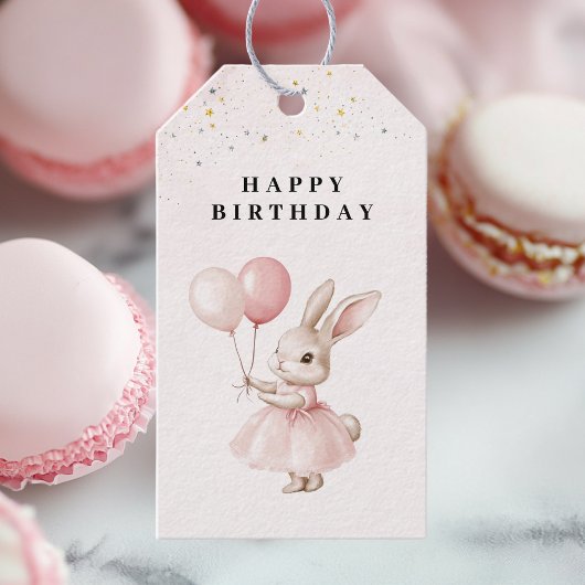 Bunny Pastel Pink Geburtstag Geschenkanhänger