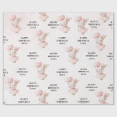 Bunny Pastel Pink Geburtstag | Niedlich Happy Gebu Geschenkpapier (Flach)