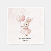 Bunny Pastel Pink Geburtstag | Niedliches Party Ta Serviette (Vorderseite)