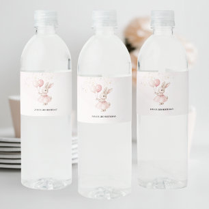 Bunny Pastel Pink Geburtstag Wasserflaschenetikett