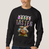 Bunny Pastel Spring Hunt Eggs Rabbit Happy Easter  Sweatshirt (Vorderseite)