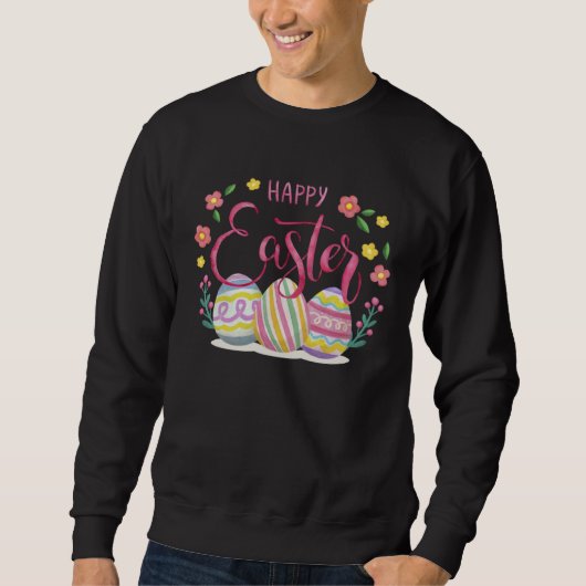 Bunny Pastel Spring Hunt Eggs Rabbit Happy Easter  Sweatshirt (Vorderseite)