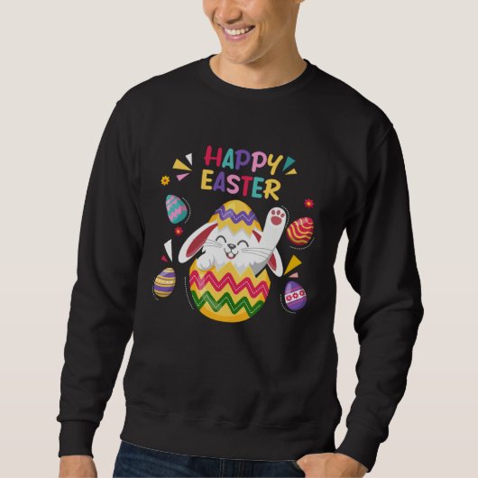 Bunny Pastel Spring Hunt Eggs Rabbit Happy Easter  Sweatshirt (Vorderseite)