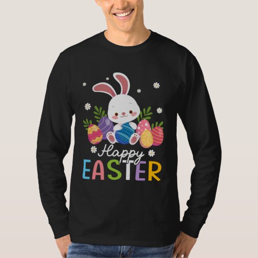 Bunny Pastel Spring Hunt Eggs Rabbit Happy Easter T-Shirt (Vorderseite)