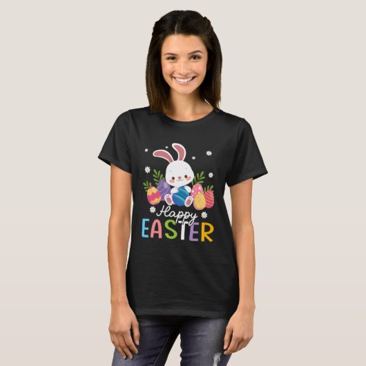 Bunny Pastel Spring Hunt Eggs Rabbit Happy Easter  T-Shirt (Vorne ganz)