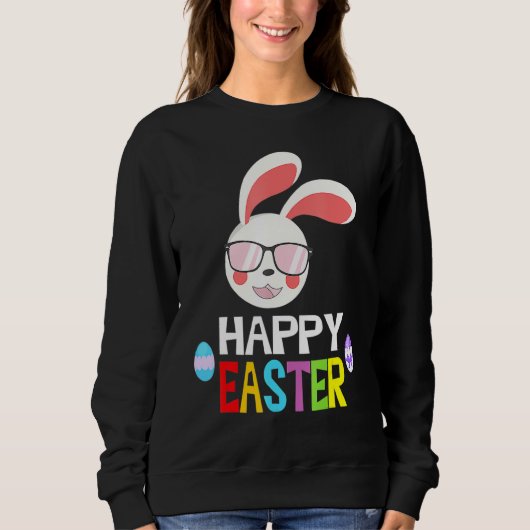 Bunny Pastel Spring Hunt Eggs Rabbit Happy Osterfe Sweatshirt (Vorderseite)