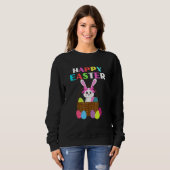 Bunny Pastel Spring Hunt Eggs Rabbit Happy Osterfe Sweatshirt (Vorne ganz)