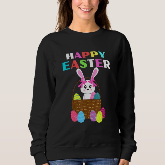 Bunny Pastel Spring Hunt Eggs Rabbit Happy Osterfe Sweatshirt (Vorderseite)