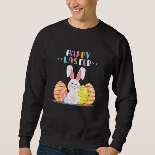 Bunny Pastel Spring Hunt Eggs Rabbit Happy Osterfe Sweatshirt (Vorderseite)