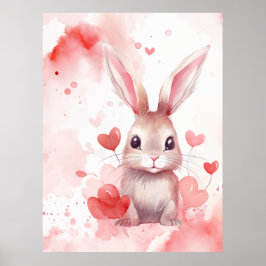 Bunny Pastel Super Niedliche Herzen Rote Herzen Poster