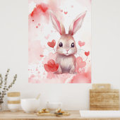 Bunny Pastel Super Niedliche Herzen Rote Herzen Poster (Küche)
