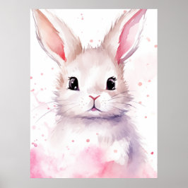 Bunny Pastel überrascht rosa Herzen Poster