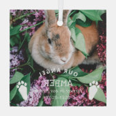 Bunny Paw druckt unser Angel Foto Rabbit Memorial Ornament Aus Glas (Rückseite)