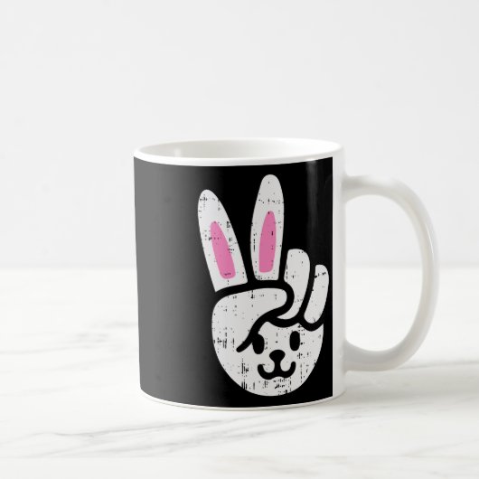 Bunny Peace Sign Oaster Fun Rabbit Spring Men Wome Kaffeetasse (Rechts)