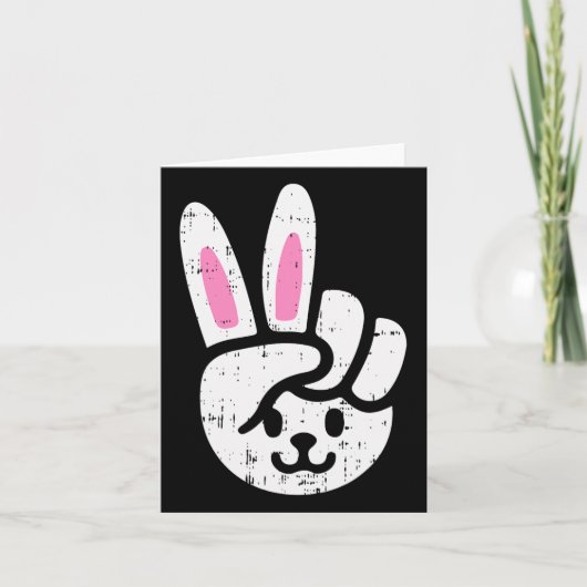 Bunny Peace Sign Oaster Fun Rabbit Spring Men Wome Karte (Vorderseite)