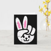 Bunny Peace Sign Oaster Fun Rabbit Spring Men Wome Karte (Gelbe Blume)