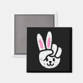 Bunny Peace Sign Oaster Fun Rabbit Spring Men Wome Magnet (Vorderseite/Rückseite)