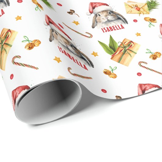Bunny Personalisiert Christmas Geschenk Wrap Geschenkpapier (Rolleneckpunkt)