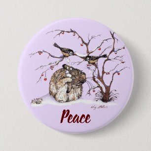Bunny & Pesky Little Snow Birds! Button