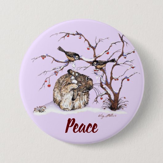 Bunny & Pesky Little Snow Birds! Button (Vorderseite)