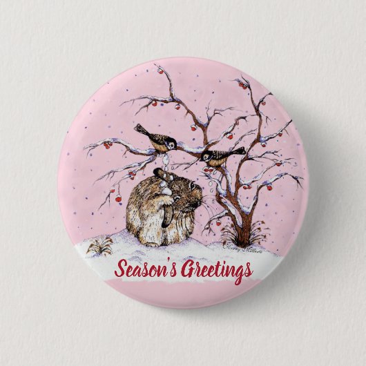 Bunny & Pesky Little Snow Birds! Button (Vorderseite)