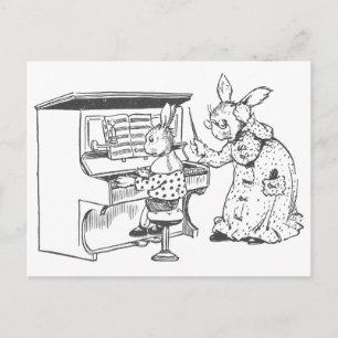 Bunny Piano Lehrer & Ihr Student Postkarte