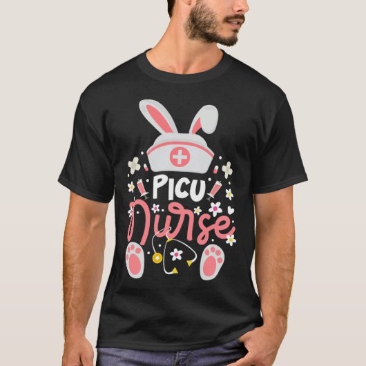 Bunny PICU Nurse Bunny Ears Pediatric Intensive Ca T-Shirt (Vorderseite)