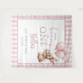 Bunny Pink Ballons 1. Geburtstag Hintergrund Wandteppich (Vorderseite (Horizontal))