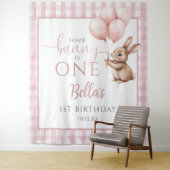 Bunny Pink Ballons 1. Geburtstag Hintergrund Wandteppich (Beispiel)