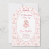 Bunny Pink Bow Floral Baby Shower Invitation Einladung (Vorderseite)