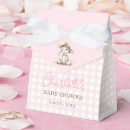 Bunny Pink Bow Gingham Baby Shower Geschenkschachtel