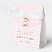 Bunny Pink Bow Gingham Baby Shower Geschenkschachtel (Vorderseite)