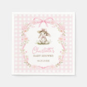 Bunny Pink Bow Gingham Baby Shower Serviette (Vorderseite)