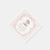 Bunny Pink Bow Gingham Baby Shower Serviette (Ecke)