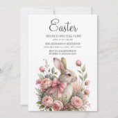 Bunny Pink Bow Osterfeige Eistour Jagd Einladung (Vorderseite)