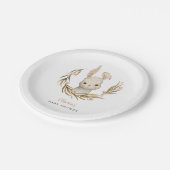 Bunny Pink Floral Baby Dusche Pappteller (Schrägansicht)