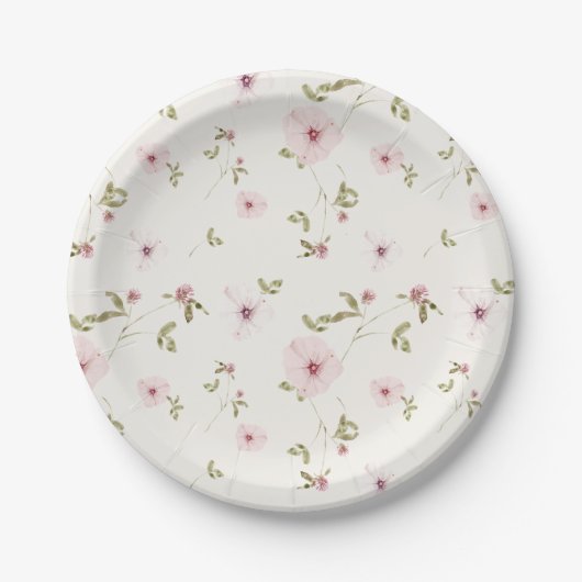 Bunny Pink Floral Baby Duschpapierplatte Pappteller (Vorderseite)