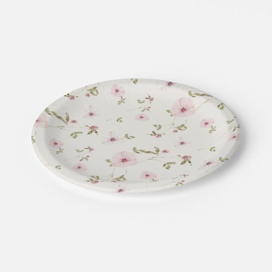 Bunny Pink Floral Baby Duschpapierplatte Pappteller (Schrägansicht)