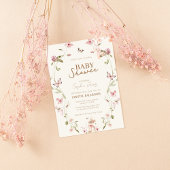 Bunny Pink Floral Girl Babydusche Einladung