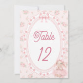 Bunny Pink Floral Table Number (Vorderseite)