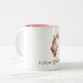 Bunny Pink Heart Balloon Zweifarbige Tasse (Vorderseite Links)